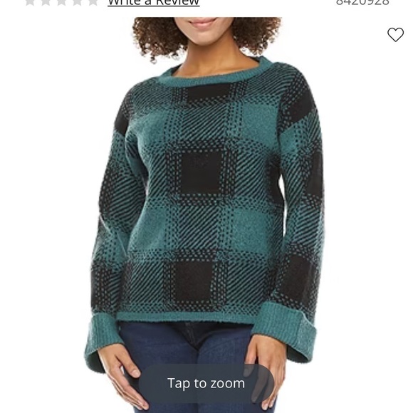 A.n.a Teal Checkered Sweater- Size 0X - Picture 4 of 4